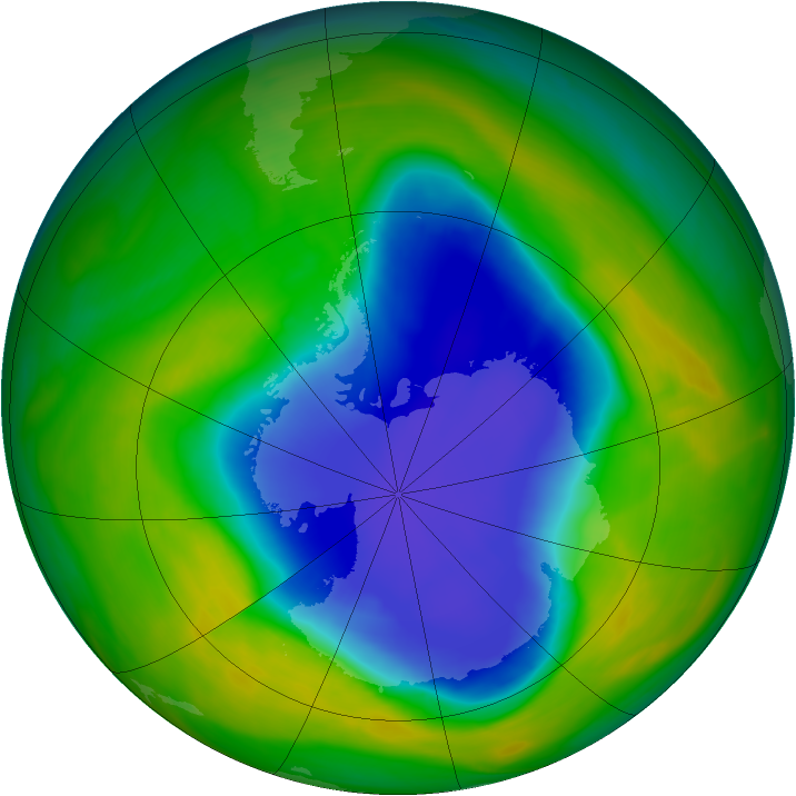 Antarctic ozone map for 12 November 2007